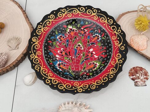 Ayennur Turkish Decorative Plate 9.85"(25cm) Handmade Ceramic Ornament for Home&Office Wall Hanging Decor in Kuwait