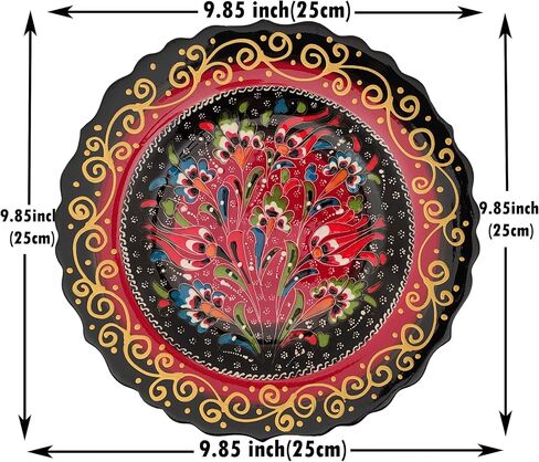Ayennur Turkish Decorative Plate 9.85"(25cm) Handmade Ceramic Ornament for Home&Office Wall Hanging Decor in Kuwait