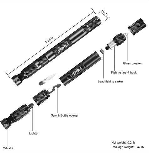 Gift for Men, Women, AbeuRox All In One Gadgets Multitool Tactical Survival Gear with Lighter(No Fuel Include), Fishing Tool, Glass Breaker, Whistle, Blade, Great EDC Kit, Camping Tool in Kuwait