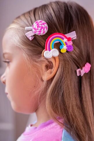40 pcs Baby Hair Clips Candy Hair Barrettes for Toddler Girls Flower Rainbow Fully Lined Hair Pins Hair Barrettes Hair Accessories for Toddlers Girls in Kuwait