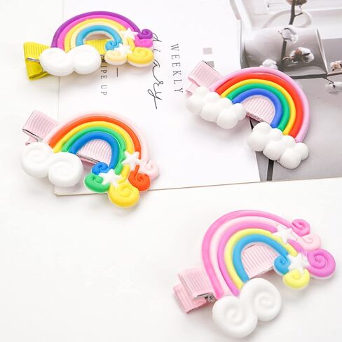 40 pcs Baby Hair Clips Candy Hair Barrettes for Toddler Girls Flower Rainbow Fully Lined Hair Pins Hair Barrettes Hair Accessories for Toddlers Girls in Kuwait