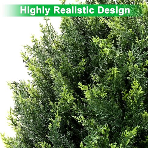 Keepinno 21''T Artificial Cedar Topiary Ball Tree 2 Pack, Outdoors Artificial Shrubs Fake Plants Uv Rated Potted Plants for Outdoor, Indoor, Front Door, Office Decor. in Saudi Arabia