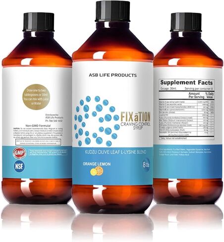 ASB Life Products Fixation Syrup Anti-Alcohol Cravings Management Alcohol Support Kudzu Milk Thistle L-lysine Olive Leaf Pancreatin in Saudi Arabia