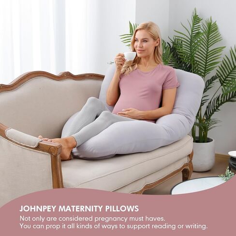 جونبي وسائد حمل من الموسلين للنوم، وسادة حمل من قطن الموسلين بنسبة 100% للنساء الحوامل للنوم، وسائد حمل ناعمة لكامل الجسم (رمادي، 55 انش) in Kuwait