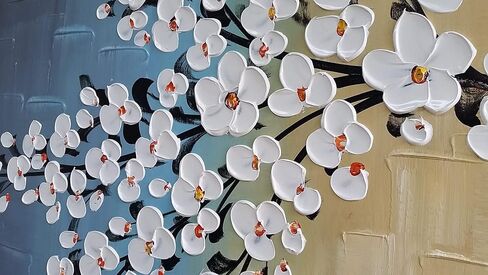 Wieco Art Blooming life Large Modern Stretched and Framed White Flowers Artwork 100% Hand Painted Floral Oil Paintings on Canvas Wall Art Ready to Hang for Living Room Bedroom Home Decorations L in Saudi Arabia