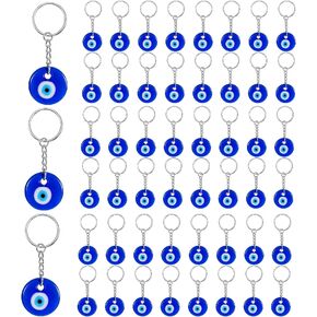 Inbagi 50 Pcs Evil Eye Keychains Bulk Turkish Blue Evil Eye Charms Decor Pendants Crafting Glass Keychain with Keyring Hanging Ornament Blessing Jewelry Accessories Amulet for Good Luck in Saudi Arabia