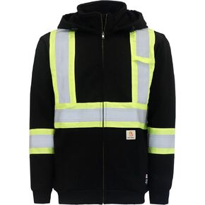 BOCOMAL FR Hoodies High Visibility 14oz Fleece Heavyweight Hi-vis Jackets Flame Resistant Reflective Hooded Sweatshirts in Saudi Arabia