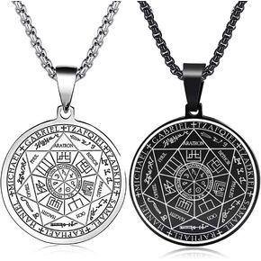 FLYUN St Michael Necklace For Men, Seal of The 7 Archangels Pendant Protect Necklace Stainless Steel Mens Spiritual Talisman Protection Amulet Healing Jewelry Saint Michael Pendants