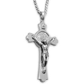 Maomtmy St Benedict Crucifix Necklace Saint Benedict Medal Cross Bless Safety Religion Pendant Gift for Family, Parent, Friend, Men, Women