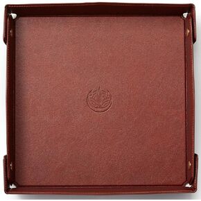 OARIE Leather Tray Bedside Tray Storage Tray Jewelry Organizer for Men Key Wallet Coin Box Travel PU Valet Tray(Brown Tan)