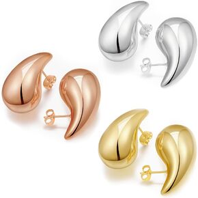 اسكومي هوب أقراط للنساء، أقراط دمعة مكتنزة بوتيغا حلق Dupes 14K الذهب/الفضة/الذهب الوردي مطلي خفيفة الوزن لا تسبب الحساسية أقراط قطرة الماء الحد الأدنى هدية المجوهرات للنساء الفتيات