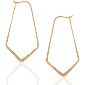 Humble Chic Geometric Chevron Hoop Threader Earrings for Women - Hypoallergenic Lightweight Cutout Thin Wire Drop Dangles - Plated in 925 Sterling Silver or 18k Gold in Kuwait