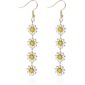 Daisy Flower Stud Earrings.Cute Chrysanthemum Dangle Earring Little Sun Flower Drop Earring for Women Girl's Jewelry