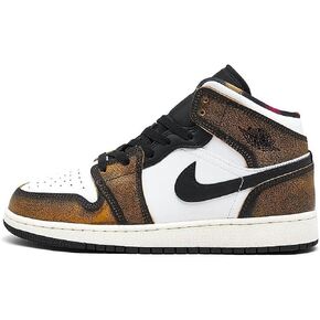 حذاء Nike Big Kid's Jordan 1 Mid SE Wear Away أسود/أبيض تاكسي (DQ8418 071) - 4.5