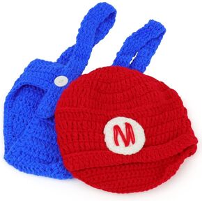 Armycrew Mario and Luigi Infant 2 Piece Outfit Crochet Hat and Pants