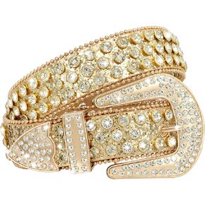 WHIPPY Women Rhinestones Leather Belt Bling Studded Western Cowgirl Waist Belt for Jeans Pants,S,Black in Saudi Arabia