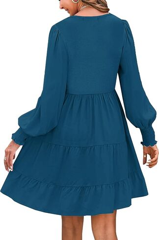 فستان رضاعة نسائي قصير من CzzzyL برقبة دائرية وخصر مرن متدرج وطبقات للرضاعة الطبيعية in Kuwait