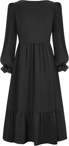 CzzzyL المرأة التمريض طويلة الأكمام طاقم الرقبة الخريف اللباس الأمومة فلوي ماكسي فساتين طبقات فستان كوكتيل مع جيوب in Kuwait