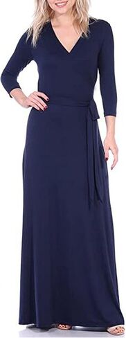 Aphratti Womens Faux Wrap V Neck 3/4 Sleeve Maxi Dress Casual Floral Fit and Flare Long Dresses in Kuwait