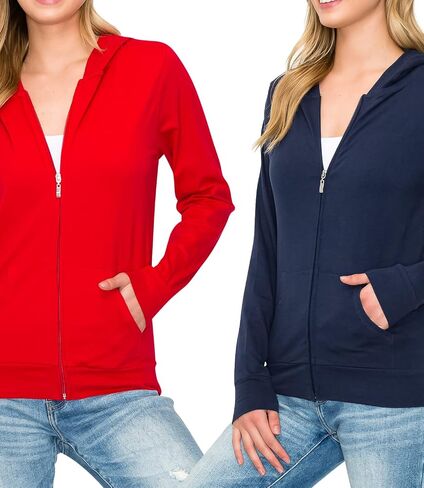 LALAPARKS Lightweight Cotton Zip-Up Hoodie Jacket - Comfy Casual Active Plain Everyday Wear in Saudi Arabia