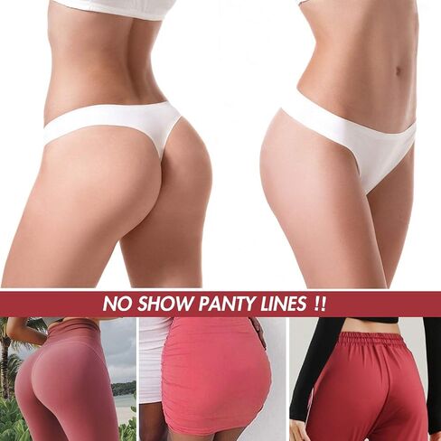 GNEPH Womens Underwear Thongs Low Rise Seamless Thong Stretch Invisible Bikini Thongs Panties Multipack in Kuwait