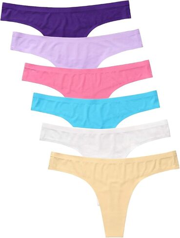 GNEPH Womens Underwear Thongs Low Rise Seamless Thong Stretch Invisible Bikini Thongs Panties Multipack in Kuwait