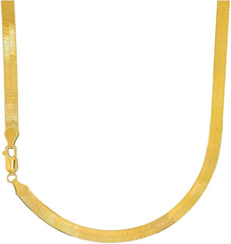 JewelStop 14k Solid Yellow Gold 4mm Super Flexible Herringbone Necklace - 7 8 16 18 20 24 in Kuwait