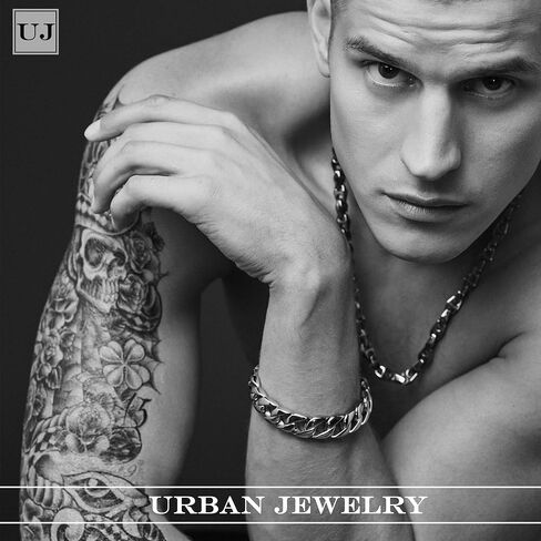 URBAN JEWELRY سلسلة قلادة على شكل ثعبان أسترو فريد من نوعه مقاس 22 بوصة للرجال من التنغستن الذهبي أو الفضي (ثقيل، صلب) in Kuwait