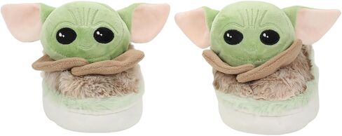 The Mandalorian 3D Grogu Character Head Adult Green & Brown Plush Slippers in Saudi Arabia