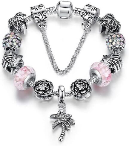 Verona Charm Bracelet with Crystal Beads Snake Chain with Beads for Women and Girls in Saudi Arabia