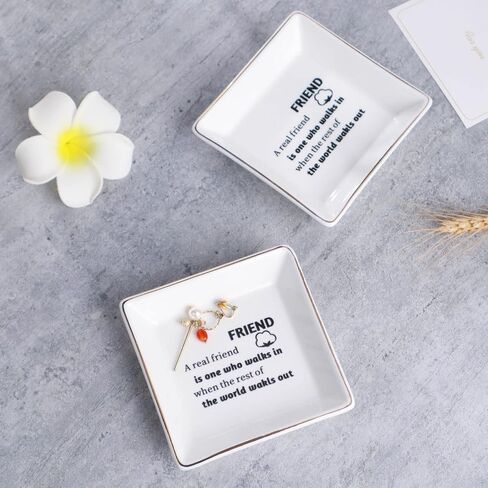 Ceramic Jewelry Tray Ring Dish - Small Trinket Dish for Necklace Bracelet Earring Watch Keys decorative dishes for home bathroom, gifts ideas for Women Daughter Girlfriend Valentine Mother's Day in Saudi Arabia
