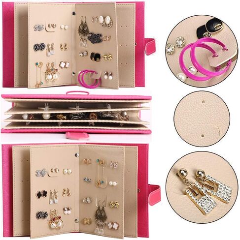 Fangoo Earring Organizer Book Design Earring حامل السفر مجوهرات تخزين حالة حامل صينية، قادرة على عقد 42 زوجا (الأزرق) in Kuwait