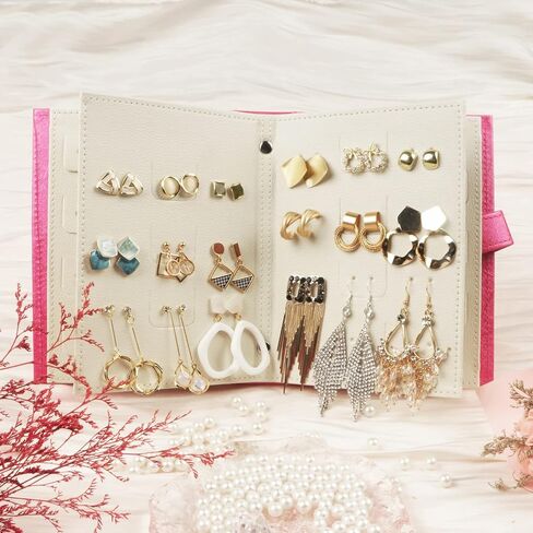 Fangoo Earring Organizer Book Design Earring حامل السفر مجوهرات تخزين حالة حامل صينية، قادرة على عقد 42 زوجا (الأزرق) in Kuwait