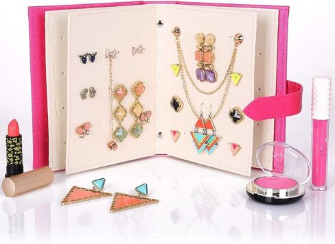 Fangoo Earring Organizer Book Design Earring حامل السفر مجوهرات تخزين حالة حامل صينية، قادرة على عقد 42 زوجا (الأزرق) in Kuwait