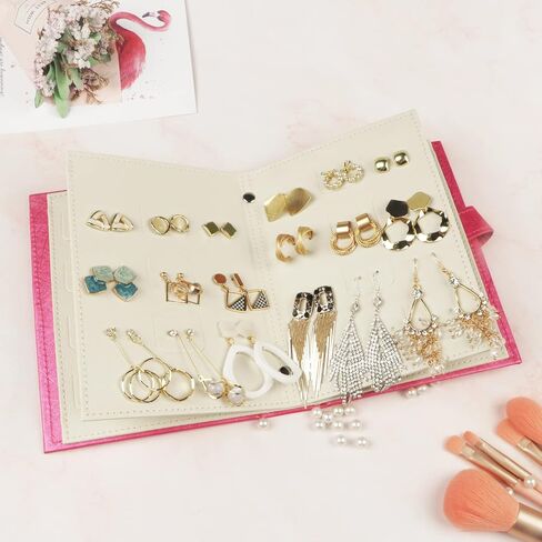 Fangoo Earring Organizer Book Design Earring حامل السفر مجوهرات تخزين حالة حامل صينية، قادرة على عقد 42 زوجا (الأزرق) in Kuwait