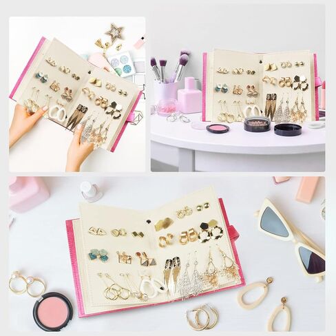 Fangoo Earring Organizer Book Design Earring حامل السفر مجوهرات تخزين حالة حامل صينية، قادرة على عقد 42 زوجا (الأزرق) in Kuwait