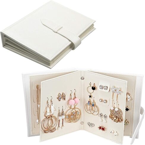 Fangoo Earring Organizer Book Design Earring حامل السفر مجوهرات تخزين حالة حامل صينية، قادرة على عقد 42 زوجا (الأزرق) in Kuwait