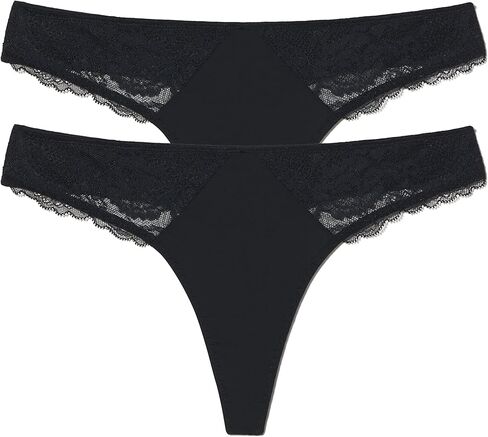 Skarlett Blue Women's Minx No-Show مريح دانتيل ثونغ 2 حزمة in Kuwait