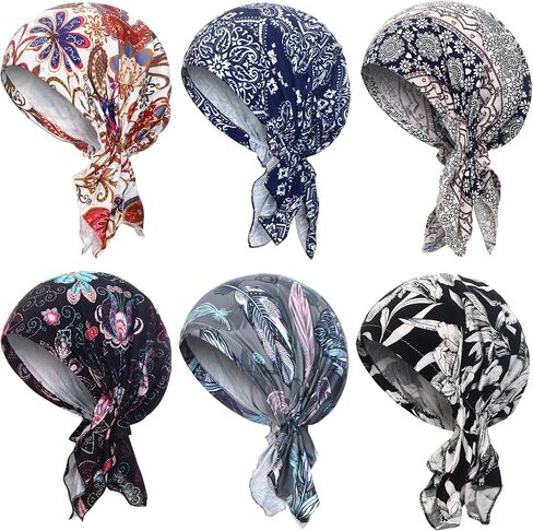 Geyoga 6 Pcs Chemo Headwear for Women Turban Beanie Caps Cancer Head Scarves Hair Loss Beanie Headwear for Yoga Running in Saudi Arabia