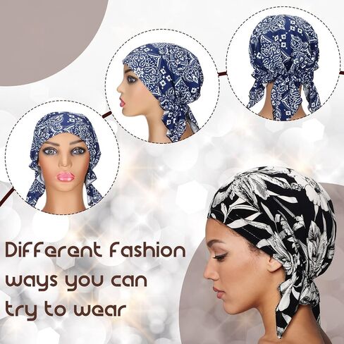 Geyoga 6 Pcs Chemo Headwear for Women Turban Beanie Caps Cancer Head Scarves Hair Loss Beanie Headwear for Yoga Running in Saudi Arabia