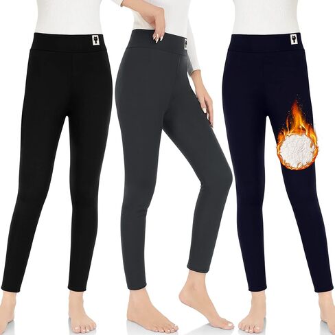 URATOT 3 Pack 280g Fleece Lined Legging Winter Warm Leggings Women High Waisted Stretchy Thick Cashmere Slim Thermal Pants in Saudi Arabia