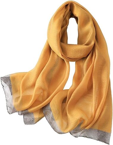 WINCESS YU وشاح حريري التوت بلون سادة للنساء بطانية ناعمة شال شاش الشاطئ والأوشحة والأغطية لجميع المواسم in Kuwait