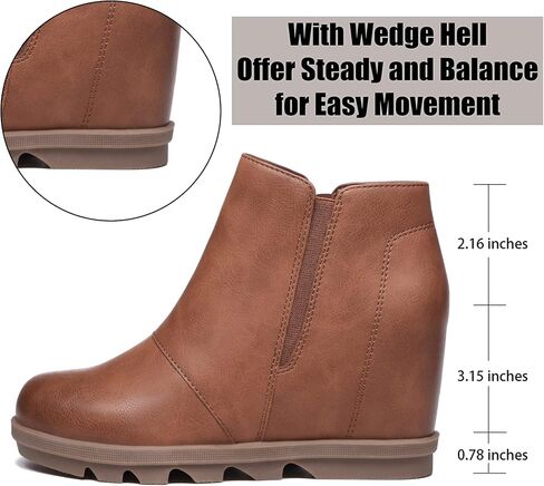 Athlefit Wedge Booties for Women with Heel Hidden Wedge Boots Ankle Boots Wedge Booties in Saudi Arabia