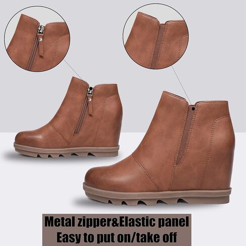 Athlefit Wedge Booties for Women with Heel Hidden Wedge Boots Ankle Boots Wedge Booties in Saudi Arabia