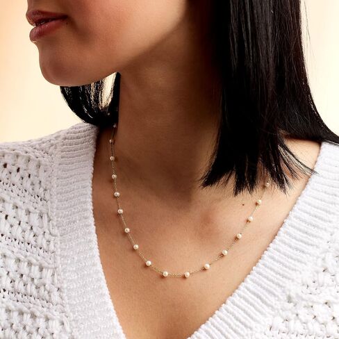 Ross-Simons RS Pure 3-3.5mm Cultured Pearl Station Necklace in 14kt Yellow Gold. 16 inches in Saudi Arabia
