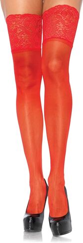 Leg Avenue Women's Spandex Sheer Thigh Highs with Silicone Stay-Up Lace Top in Saudi Arabia