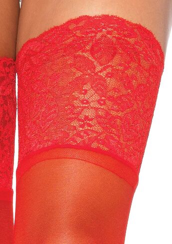 Leg Avenue Women's Spandex Sheer Thigh Highs with Silicone Stay-Up Lace Top in Saudi Arabia