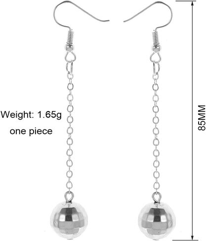 لومادو وشاح لامع لامع لامع لامع وعصري أقراط متدلية وكره ديسكو للبنات، فضي، مقاس واحد in Kuwait