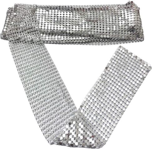 لومادو وشاح لامع لامع لامع لامع وعصري أقراط متدلية وكره ديسكو للبنات، فضي، مقاس واحد in Kuwait