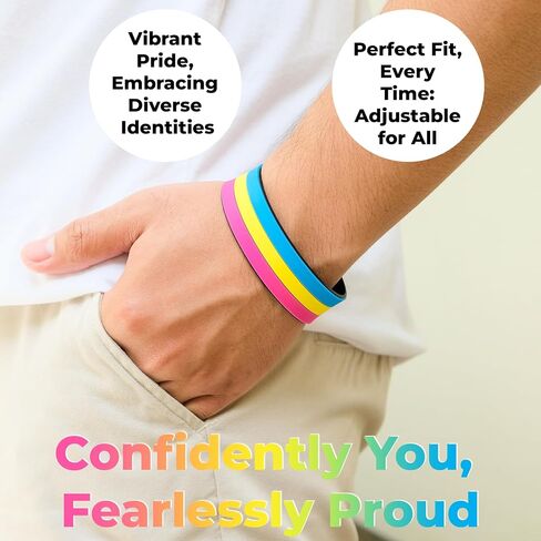 Pansexual Pride bracelet silicone - Flag Rubber Stuff Help you to express yourself be proud of who are and support friends family Pink in Saudi Arabia